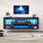 71" Floating Fireplace TV Stand For Tvs Up To 85" With Charging Stations, LED Light Strip, High Gloss-59849611