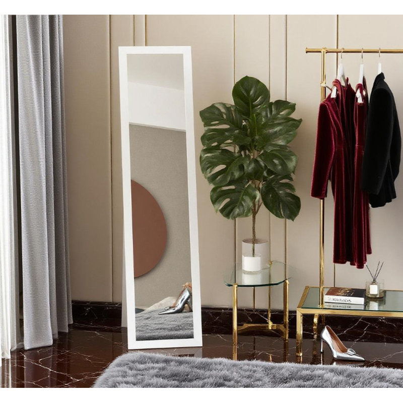 Full Length Glass Mirror (White)