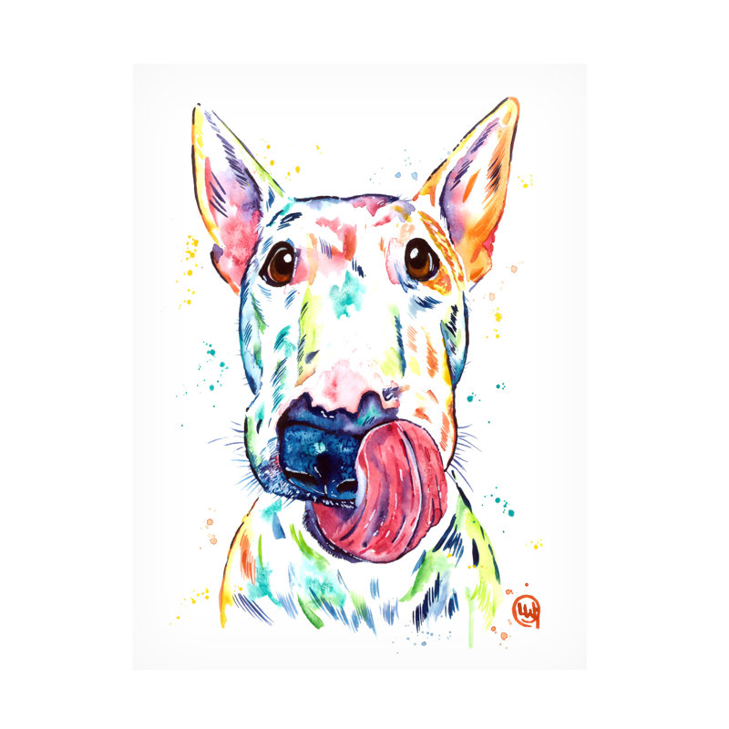 Lisa Whitehouse Bull Terrier, art sur toile, H 19 po x l 14 po
