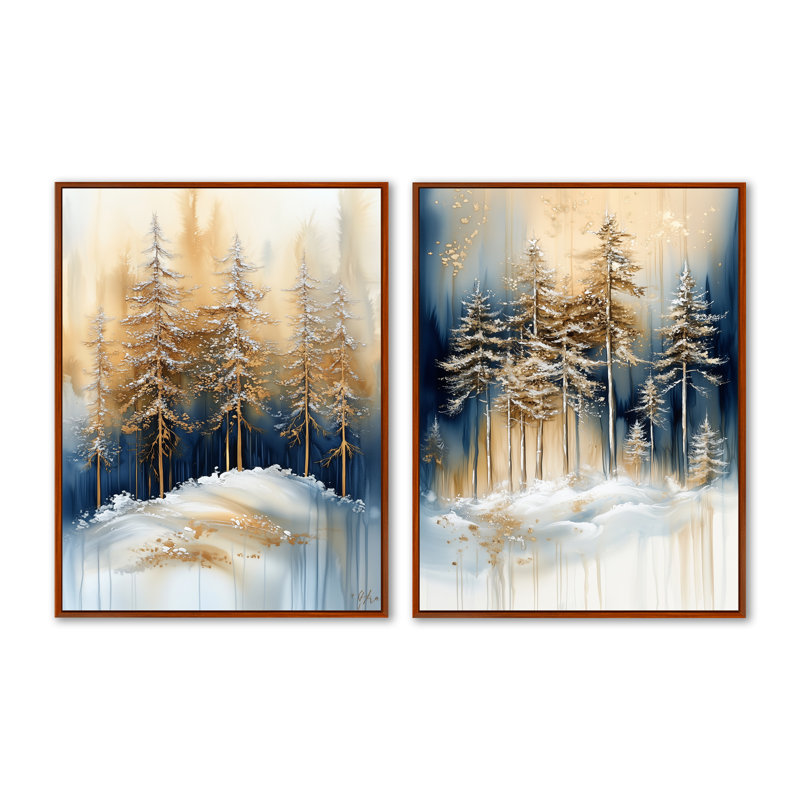 Racines de pin de la forêt Mountain Gold - Tableau encadré en deux parties représentant un pin, 32" H x 48" W