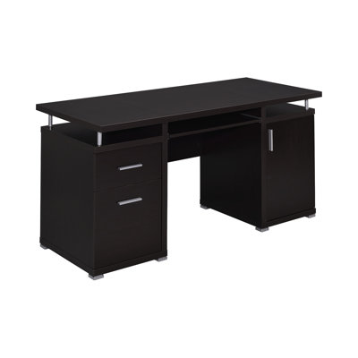 Bureau d'ordinateur Cappuccino avec 2 tiroirs, armoire et système de rangement rectangulaire Advancement.