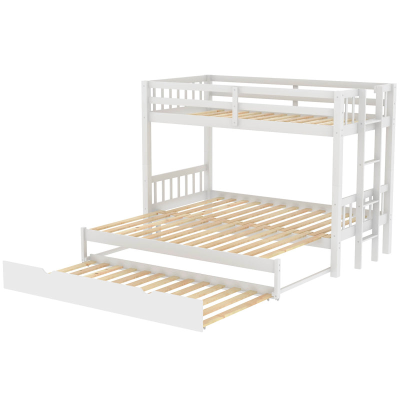 Hylan Kids Twin Over Twin Bunk Bed with Trundle, White