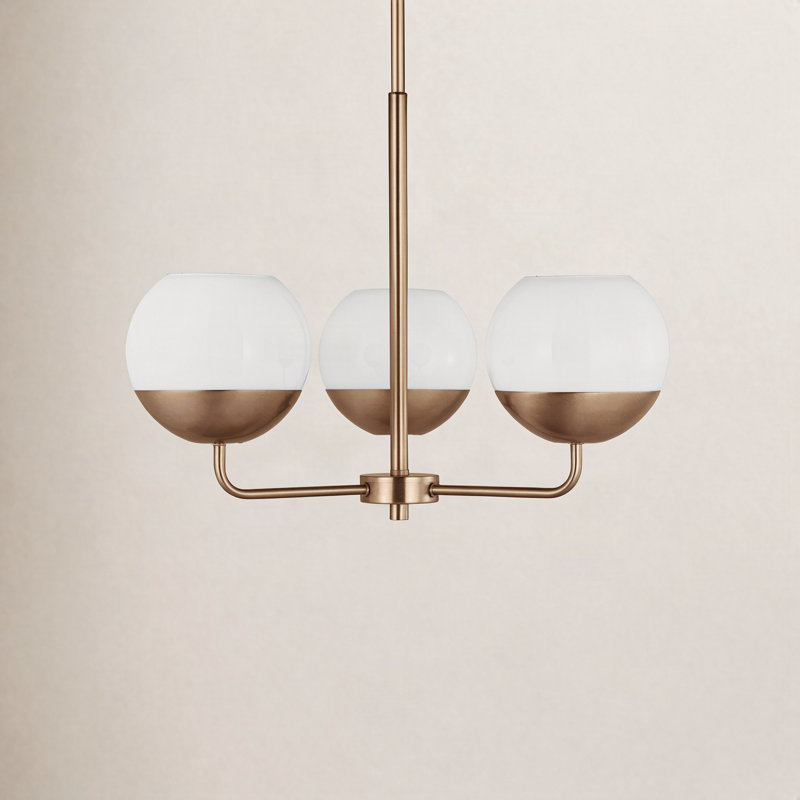 Avoca 3-Light Chandelier, Satin Brass