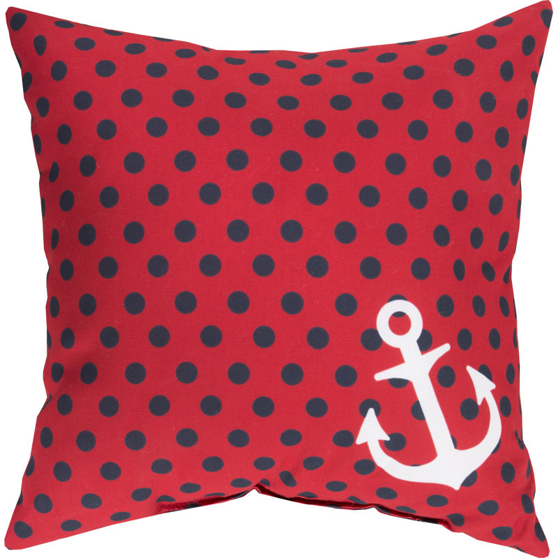 Rain Polka Dots Outdoor Throw Pillow, 18" H x 18" W x 4" D, Sky Blue/Ivory