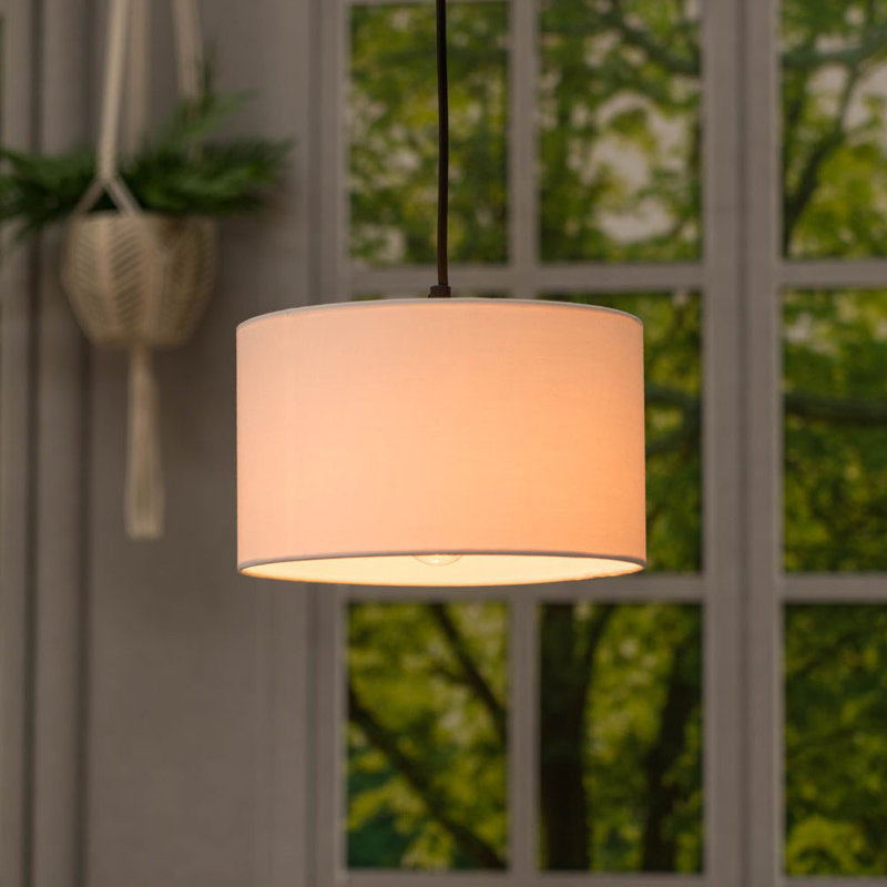 Symya 15 cm H Round Cotton Lamp Shade ( Slip-On ) in Cream, White