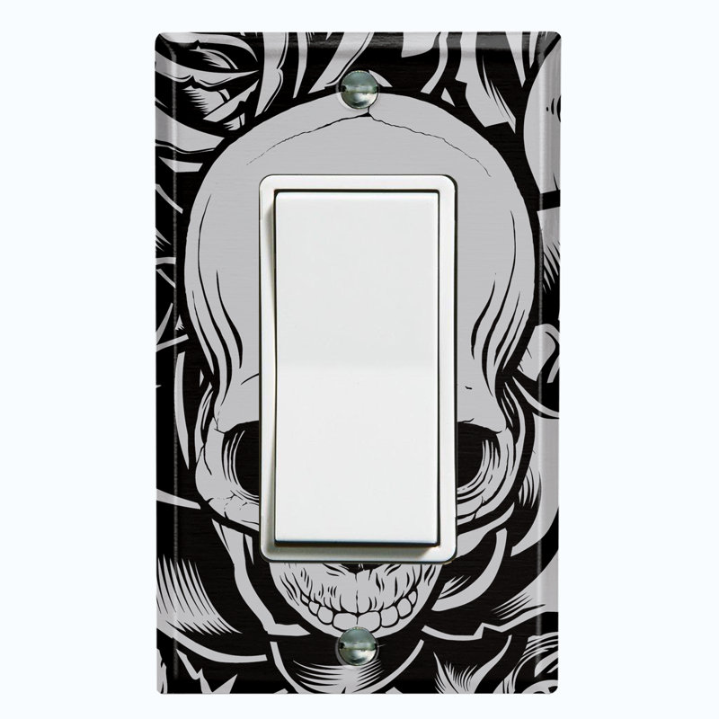 Plaque murale d'interrupteur à bascule Skull Roses Flower