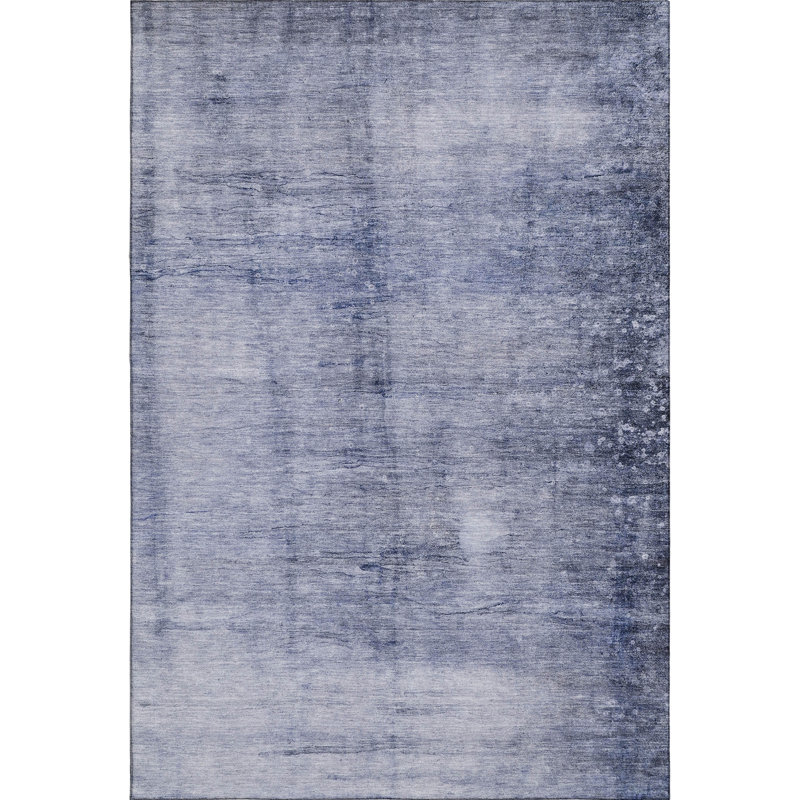 Tapis bleu marine Cerrito AMF608 lavable à la machine de qualité supérieure, Rectangle 10 pi x 14 pi