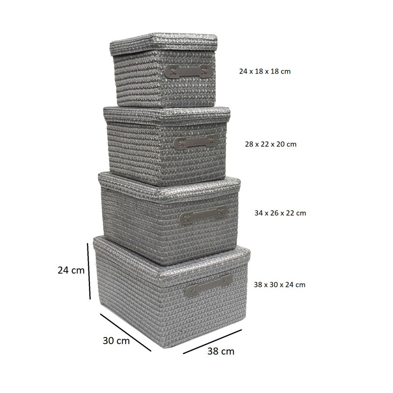 Symple Stuff Fabric Decorative Basket, Dark Grey, 17cm H x 23cm W x 18cm D