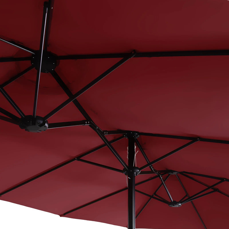 Ayram 457.2cm X 274.3cm Rectangular Market Parasol, Burgundy