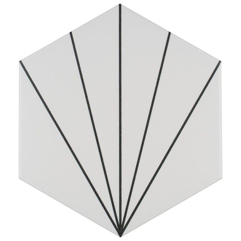 Carreau de porcelaine à motifs pour mur et plancher de 8,63 po x 9,88 po Aster, Off White/Black