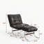 Méridienne Mid-Century moderne en cuir d'inspiration Bauhaus avec pieds en repose-pieds chromés-1643604171