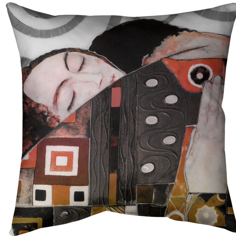 Oreiller avec coussin euro, Rouge / dégradé orange, Simili suède