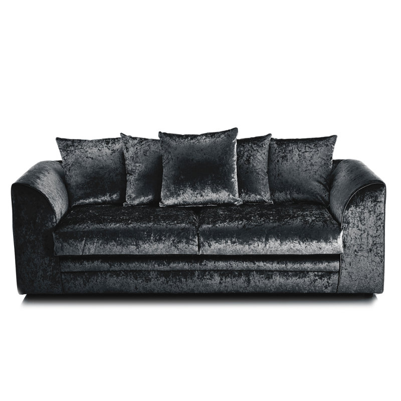 Romelia Velvet Sofa, Black, 3