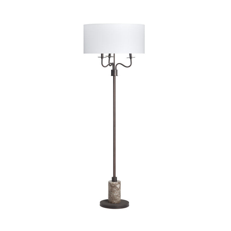Lampe sur pied 67,5 "en métal avec abat-jour blanc