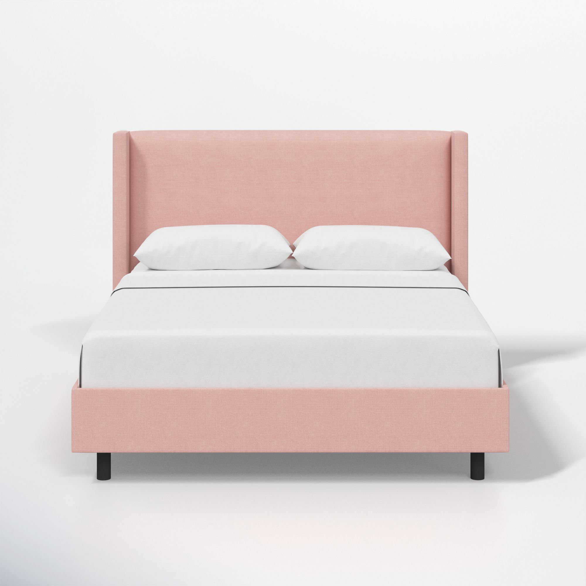 Hanson Upholstered Wingback Platform Bed, Classic Blush Linen, California King