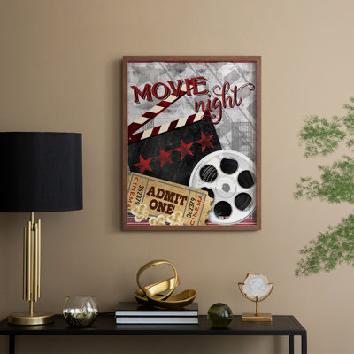 «Movie Night II», reproduction encadrée - bois massif