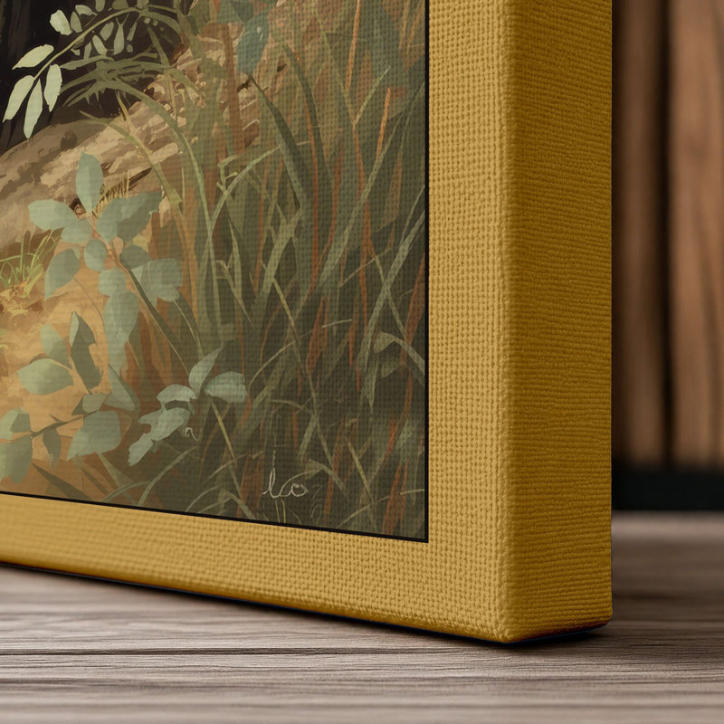 Badger in Woodland Boho - Wrapped Canvas, 18x12 - 45.7 x 30.5 cm, Ochre Border