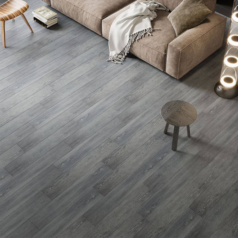 12.5cm W x 91.5cm L x 0.4cm Laminate Flooring, Light Grey