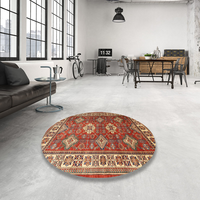 Tapis rouge à motif sud-ouest, Rond 8 pi