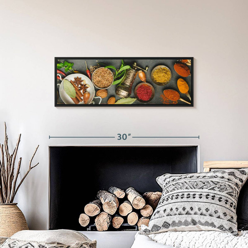 Fines herbes et épices, Cadre flottant noir, 28 po x 10 po