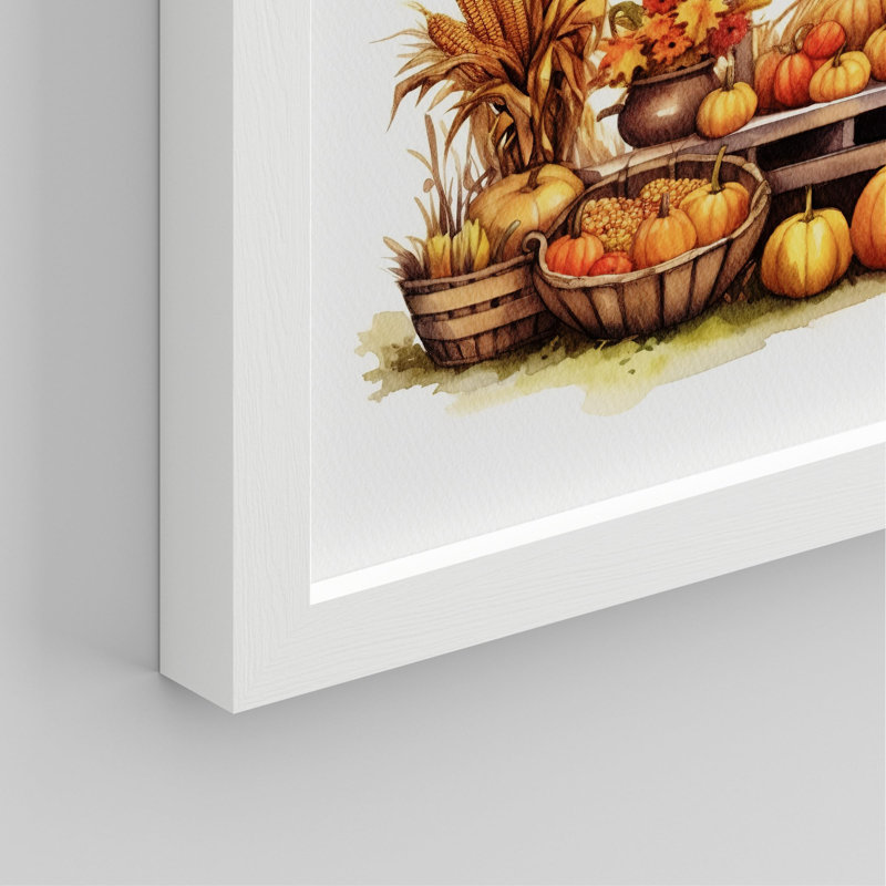«Autumn Fall Fall Bumper Pumpkin Village Farm House Celebrations», impression sur papier 4 pièces, H 11 po x l 14 po, Blanc