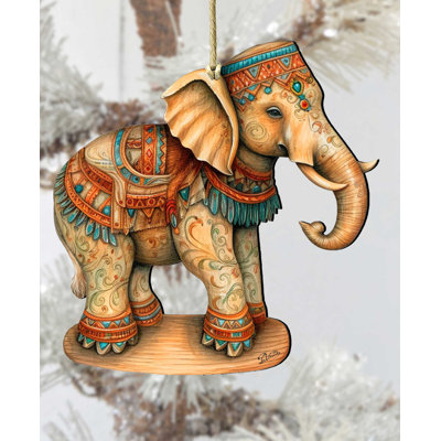 Carousel Elephant Wooden Ornament by G. Debrekht