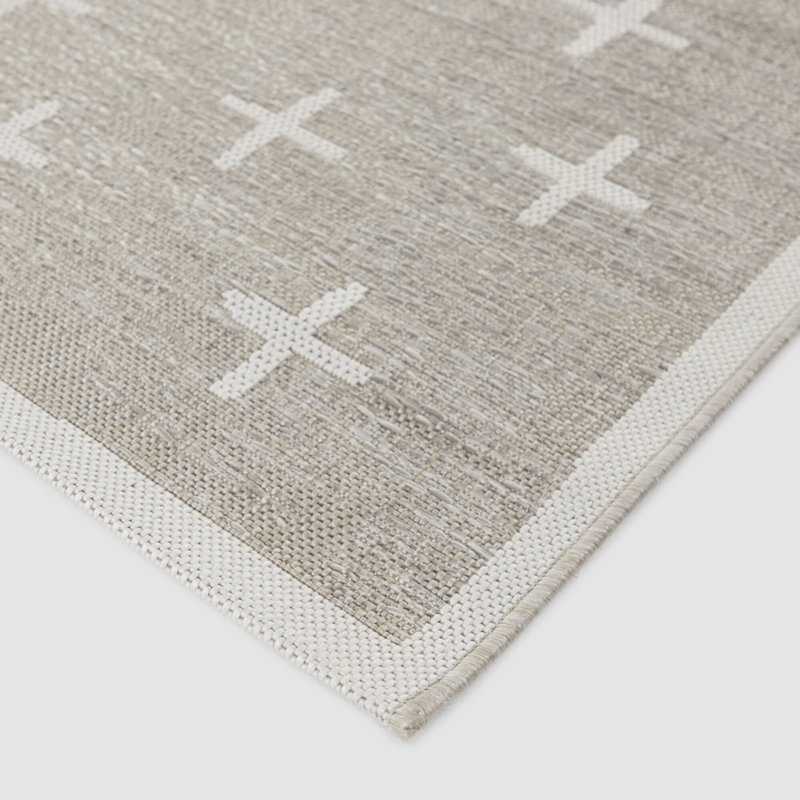 Tapis intérieur / extérieur beige tissé à la machine, Rectangle 7 pi 10 po x 10 pi