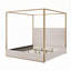 Corduroy Upholstered Canopy Bed With Tall Headboard-238643248-238643251