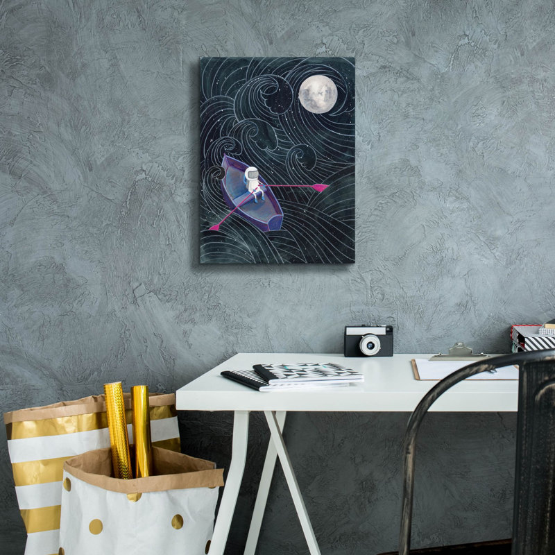  «Boat To The Moon» par Rachel Nieman, art mural sur toile, 12 po x 16 po