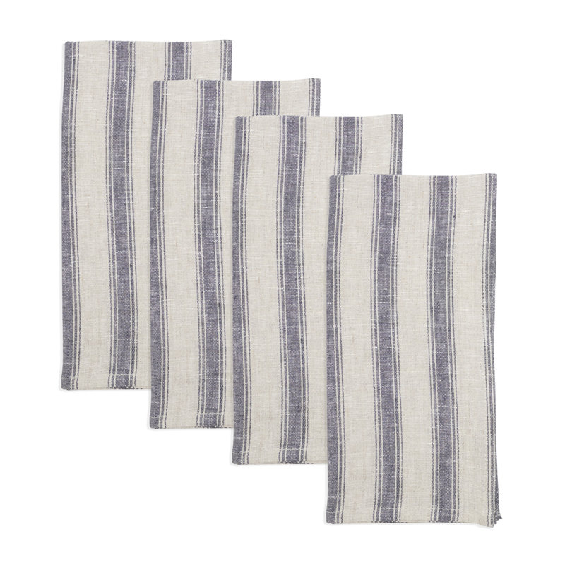 Ensemble de 4 serviettes en tissu à rayures bleues françaises l 20 po x L 20 po