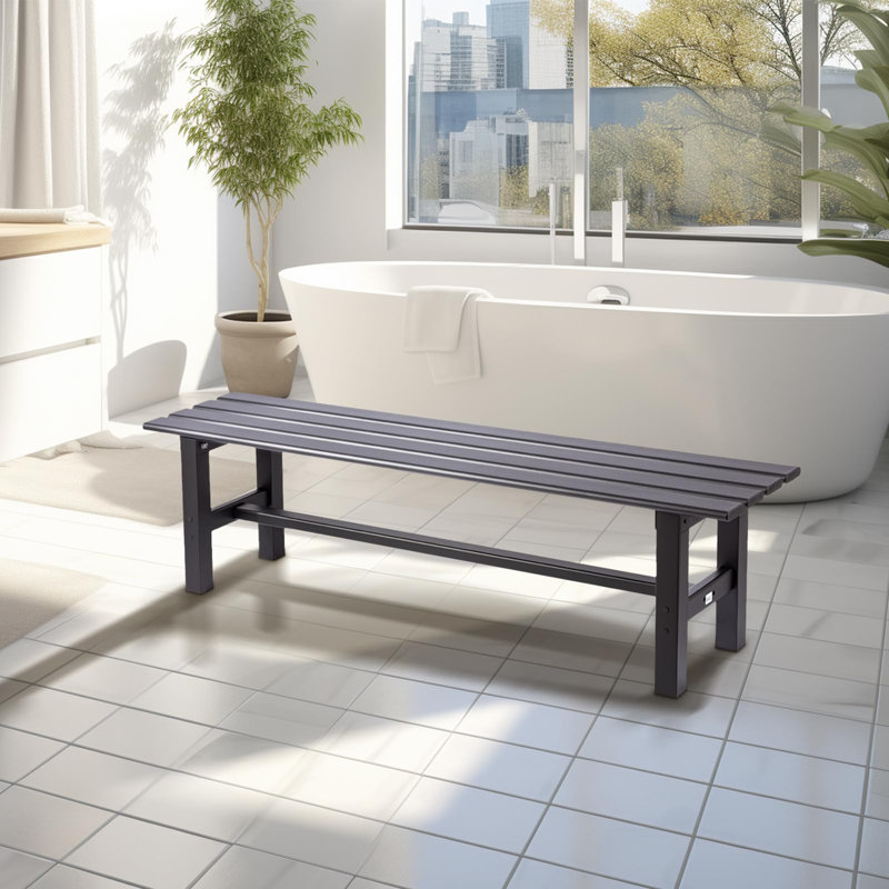 Banc de patio extérieur en aluminium Filancia, Noir, H 15 po x l 35 po x P 14 po