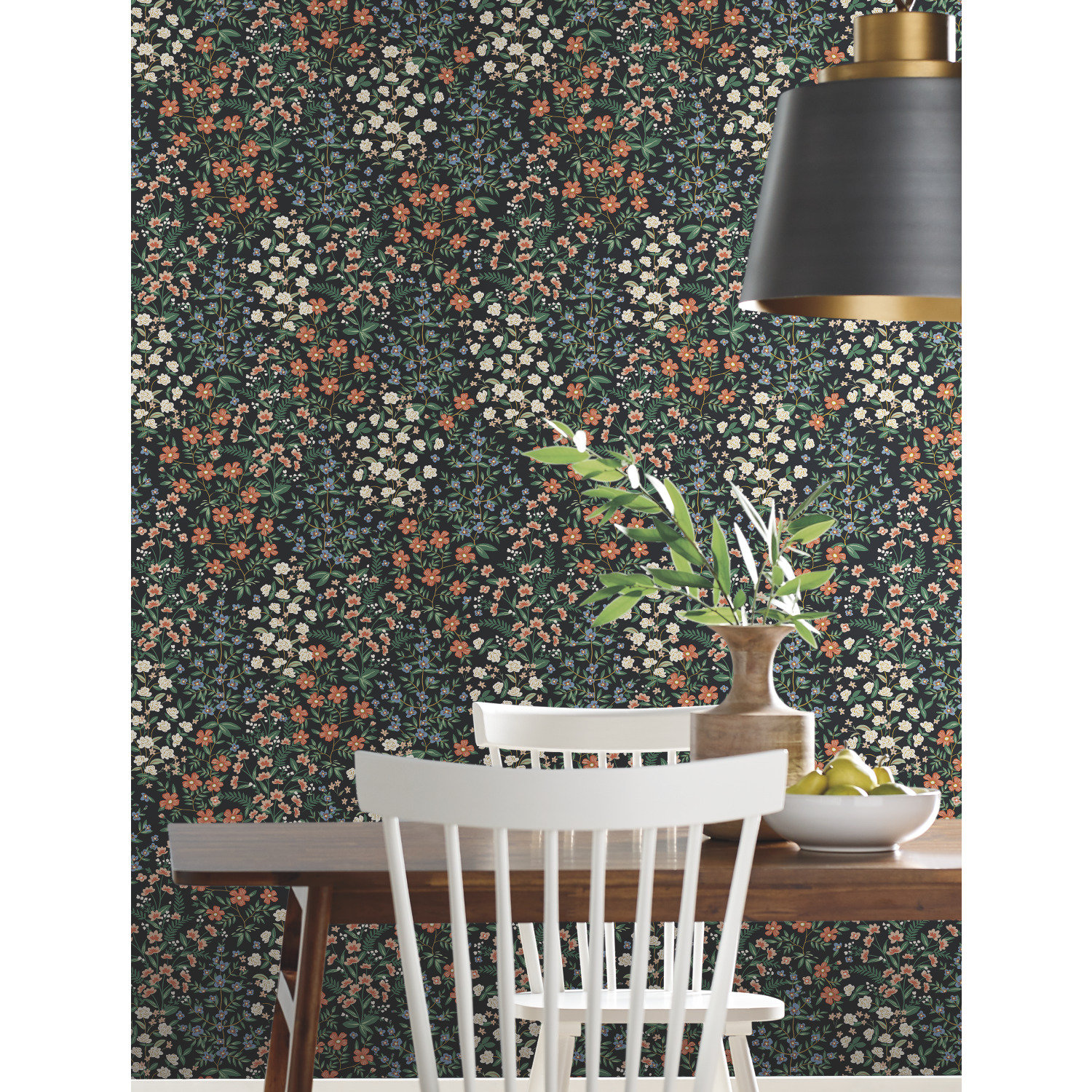 Wildwood Garden Wallpaper Roll, Black/Red