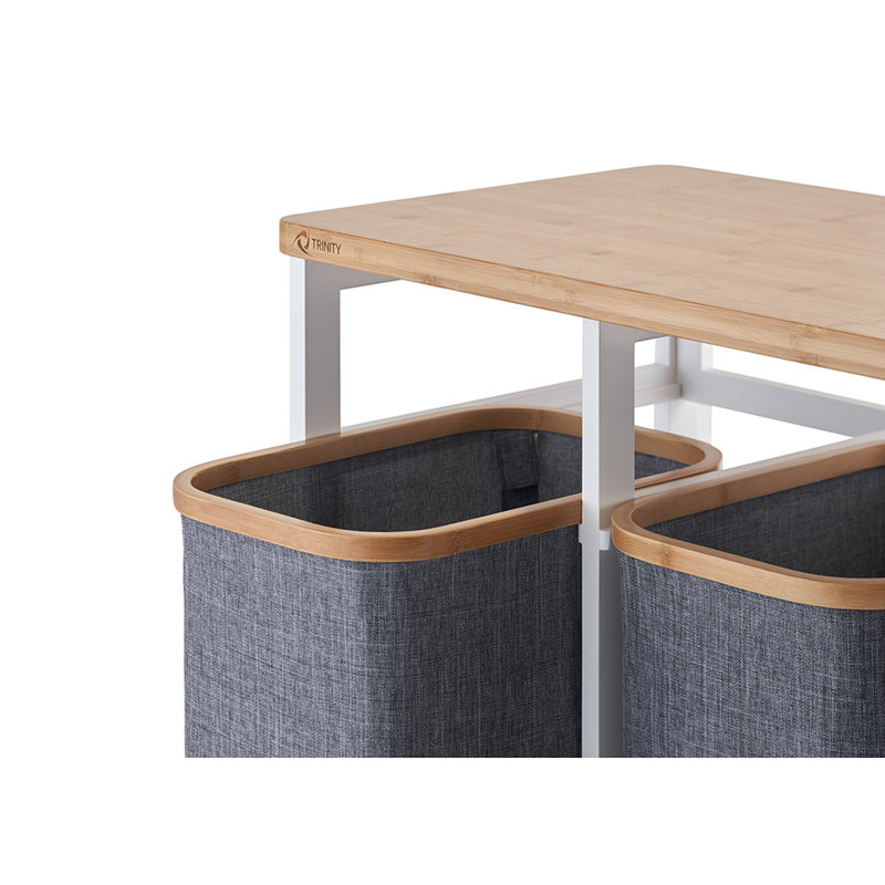 Trieur de linge en bois (bambou) H 36 po x l 30,7 po x H 17,3 po TRINITY, Blanc