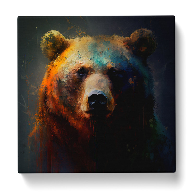 Bear Abstract Expressionism No.2 - Wrapped Canvas, 35cm H x 35cm W x 3cm D