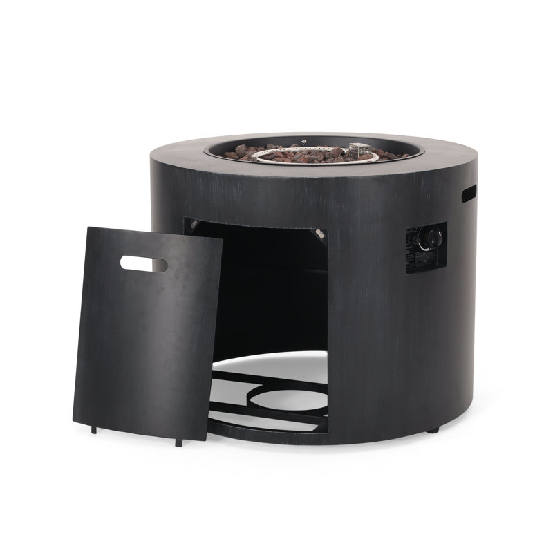 Hartland Round Iron Propane Smokeless Fire Pit Table with Hidden Fuel Tank