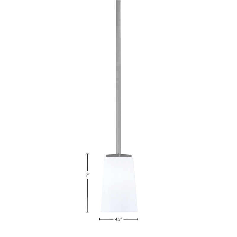 Suspension Arsenovic Stem Hung Mini présentée en finition graphite avec verre opale blanc de 11,4 cm de largeur x 16,5 cm de hauteur