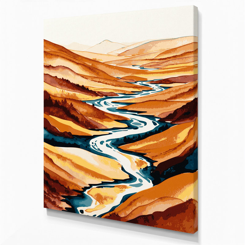 "Watercolor Landscape" 72, art mural sur toile beige