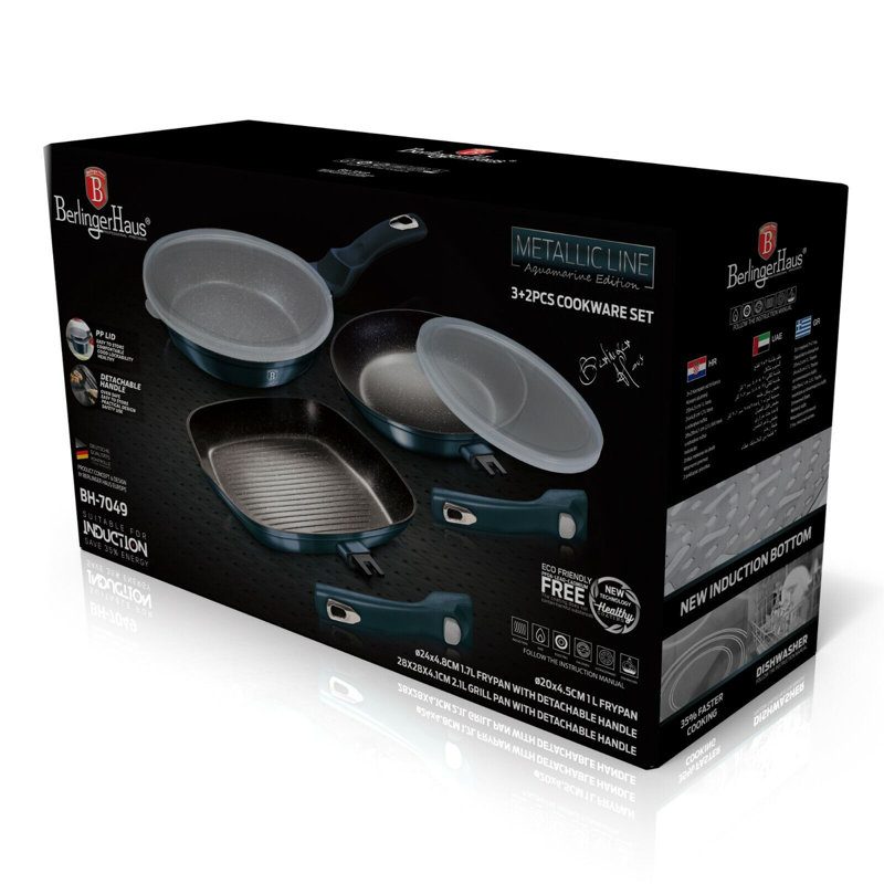 Aluminum Non-Stick Frying Pan Set, Aquamarine
