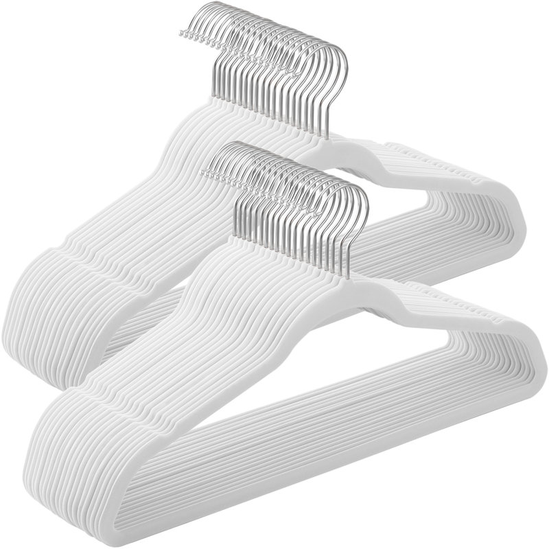 Taequan Non-Slip Standard Hanger, White/Silver, 50