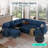 Sherry 106" Upholstered Modular Corner Sectionals with Pull-out Sofa, Storage, USB Charging & Cup Holders-1857398260