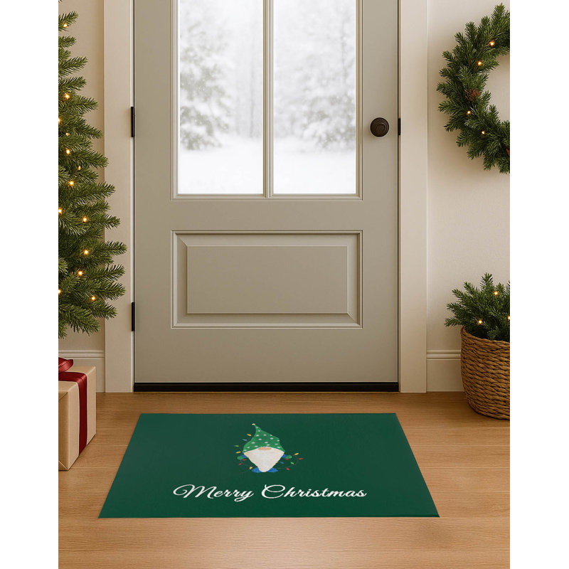 Paillasson intérieur antidérapant Merry Christmas, Evergreen, L 48 po x L 72 po