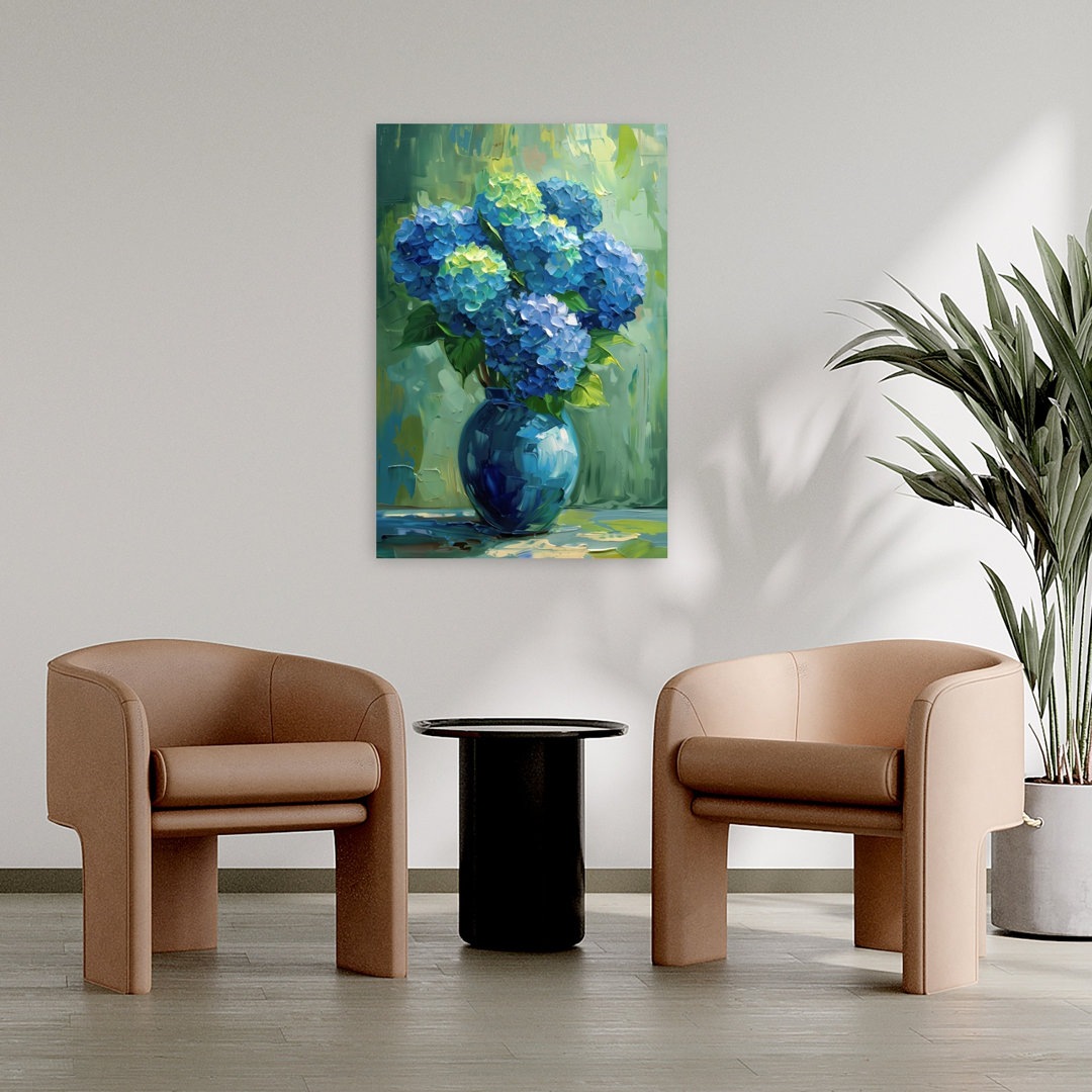 Teal Blue Hydrangea Abstract Bold Contemporary Hydrangea Nature Summer Wall Art Print
