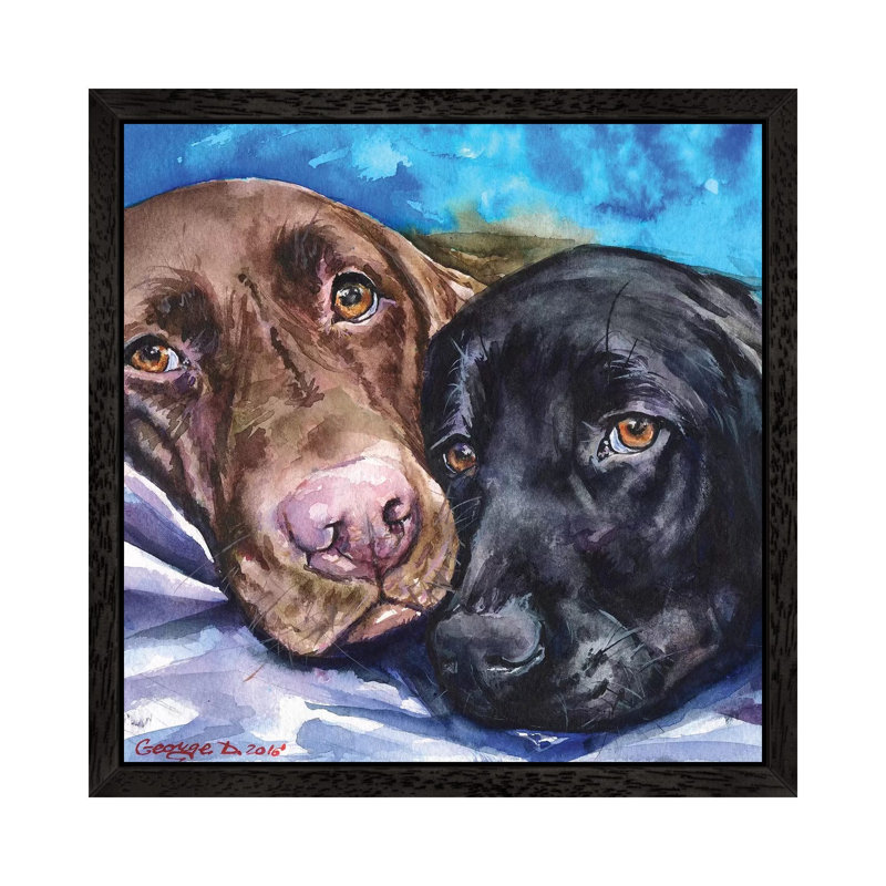 Labs by George Dyachenko - Painting on Canvas, 66.04 cm H x 66.04 cm W, Black Framed