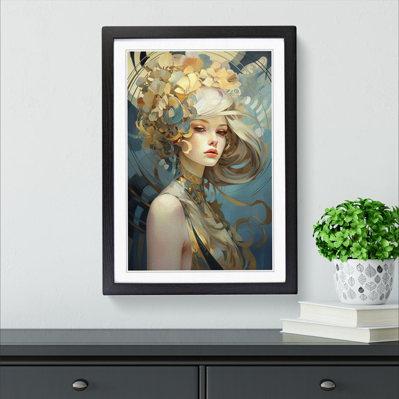 Art Nouveau Woman Futurism - Framed Print, Black Framed, 46cm H x 34cm W