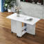 47.2×23.6×30.3 Inch White Drop Leaf Folding Dining Table With 6 Wheels & Double Storage Shelves
