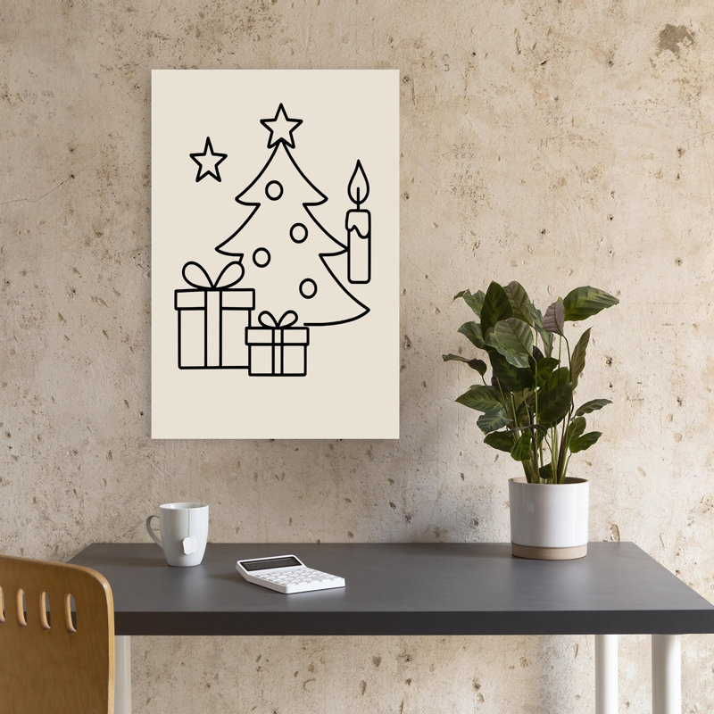 Impression d'art mural paysage de Noël abstrait, 18" H x 12" W