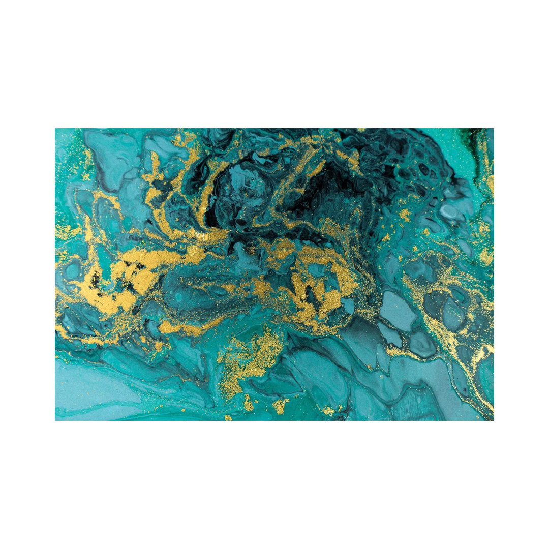 Turquoise Glitter Marble by EnShape - Wrapped Canvas Print
