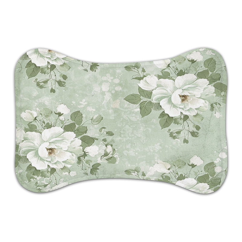 Rustic Sage Blooms - 1 Piece Bone Shape Feeding Mat