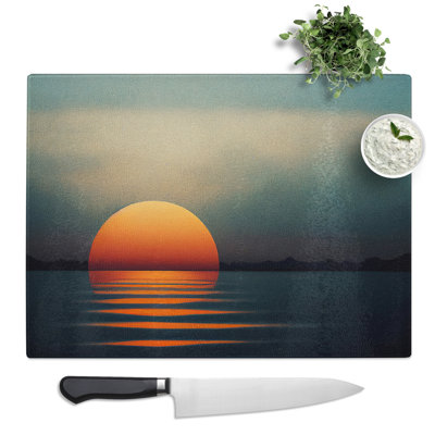 Cosmopolitan Seascape At Sunset  Glass Chopping Board