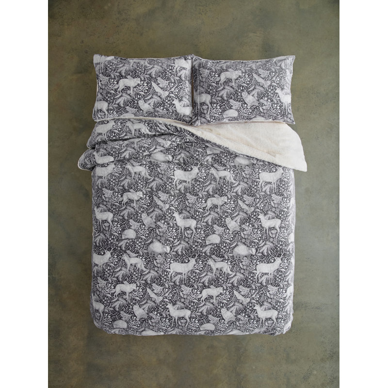 Woodland Folk Fleece Duvet Cover Set – Super Soft Fleece / Microfiber Geometric [EU ONLY] Duvet Cover Set with Pillowcases Included